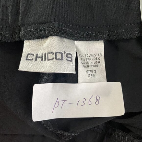 Chico's Modern Pants Black Solid Polyester Spandex Minimalist NWT Women's Size 3 - Picture 2 of 7